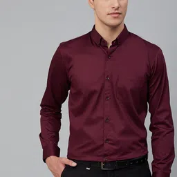 dennison Men Regular Fit Solid Button Down Collar Formal Shirt image 1
