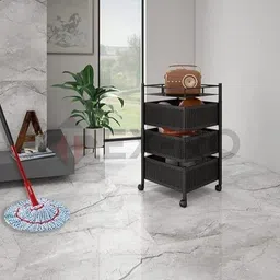 trendycreationhub 3 Layer Rack Black Iron Fruit & Vegetable Kitchen Trolley With 4 Wheel Iron Kitchen Trolley-picture-17