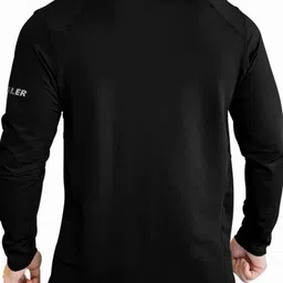 eyebogler Pack of 2 Men Solid Round Neck Polyester Black, Grey T-Shirt image 5