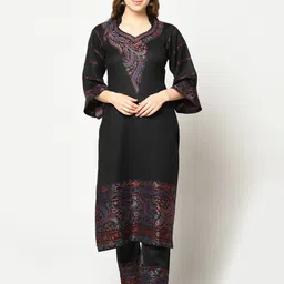 afsa Unstitched Wool Kurta & Palazzo Material Self Design image 2