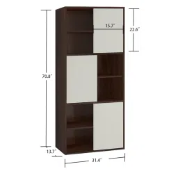 adona Astra Bookshelf-cum-File Cabinet in Ivory & Walnut Finish image 4