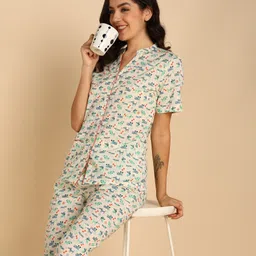 asami Women Top & Pyjama Set White Printed image 4