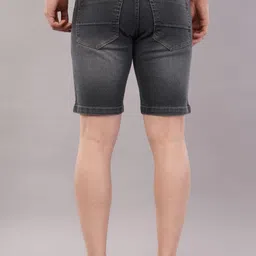 nivasu Solid Men Grey Denim Shorts image 2