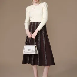 kazo Women Printed A-line Brown Skirt image 5