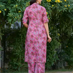 divastri Women Cotton Blend Kurti Palazzo Set image 3