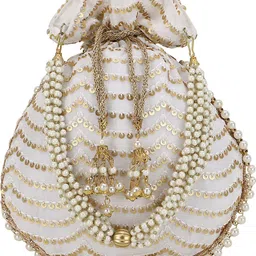 anekaant Women White, Gold Potli-picture-25