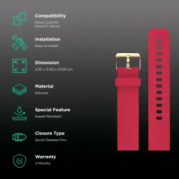 Noise Premium Silicone Strap for Noise ColorFit & NoiseFit (22mm) (Sweat Resistant, Red) image 2