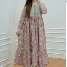 fabfozy Embroidered Rayon Blend Stitched Flared/A-line Gown image 3