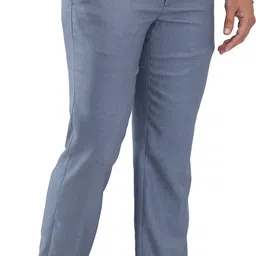 park avenue Men Regular Fit Blue Polyester Trousers image 2