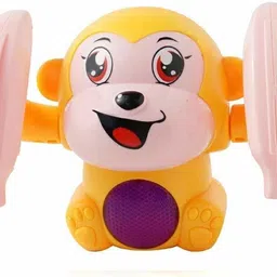 galactic New Dancing and Spinning Rolling Doll Tumble Monkey Toy Voice Control Banana Monkey Musical Educational Flash Light Activity Jumping Toy for Kids for Kids 1 Years,Tumbler Monkey Multicolor (Multicolor, Pack of: 1) image 2