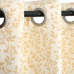 THE CONVERSION Gold-Toned Floral Printed Jacquard Room Darkening Window Curtain image 2