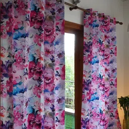 TARA- Sparkling Homes Pink & Blue Floral Window Curtain image 4