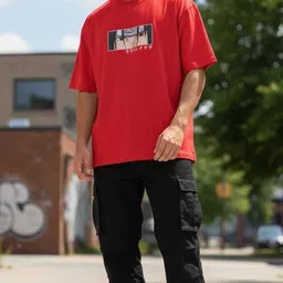 dillidrips Men Graphic Print Round Neck Cotton Blend Red T-Shirt-picture-20