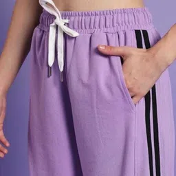 l fashion jeans Women Striped Purple Track Pants image 4