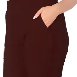 deepa Pack of 2 Women Skinny Fit Black, Brown Cotton Blend Trousers image 5