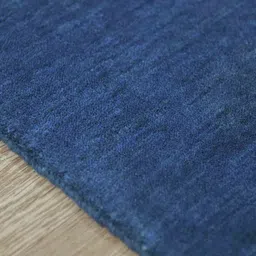 Blue Solid Wool 5 ft x 7 ft Hand Woven Carpet by Saraswati Global image 4