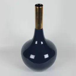 de maison decor Stout Diedra Teal Blue Brass Floor Vase image 4