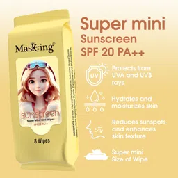 masking Sunscreen Super mini UV, UVA & UVB protection wipes for toned Skin - SPF 20 PA++ image 3