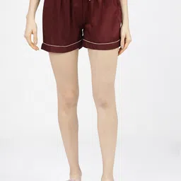 tokyo talkies Solid Women Maroon Regular Shorts image 1