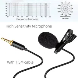 JANGI 3.5mm Clip Microphone 1.5mtr wire For Youtube, Voice Recording TRX108 Camera Microphone image 2