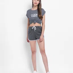 vivient Solid Women Grey Sports Shorts-picture-12