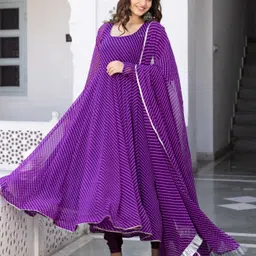 reva enterprise Printed Georgette Stitched Anarkali Gown image 3