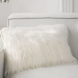 TANLOOMS Cream-Coloured 2 Pieces Quirky Fur Rectangle Cushion Covers image 3