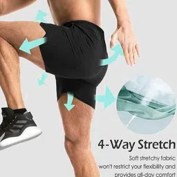 as fashion Solid Men Black Running Shorts image 3