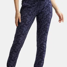 jockey 1301 Super Combed Cotton Elastane Stretch Women Printed Blue Track Pants image 5