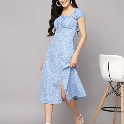 aayu Women A-line Blue Midi/Calf Length Dress image 4