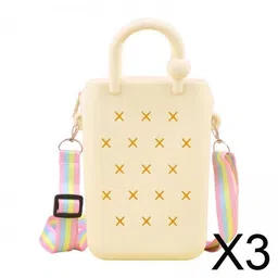 3xBeach Hole Bag Simple Lightweight Casual Top Handle for Dating Swimming Pool beige yellow Clothing, Shoes & Accessories Womens Handbags & Bags image 2