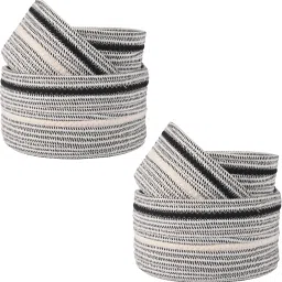 kuber industries Cotton (Set of 6) Aesthetic Foldable Rope Basket for Storage | GM-29-GRY | Grey + White Storage Basket-picture-21