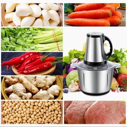rlest by silver Electric Chopper for Kitchen Use with 3 Attachments, 2 Litre Stainless Steel Electric Vegetable & Fruit Chopper image 4