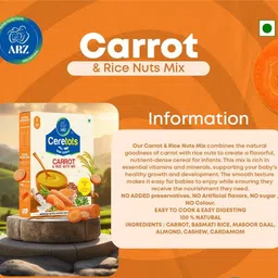 arz home made food ARZ CERETOTS Raagi Moongdal + Carrot & Rice for Kids Cereal image 4