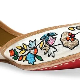 Rocia By Regal White Multi Women Embroidered Jutties Jutis For Women image 4