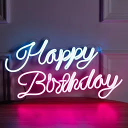 ovg Plastic Happy Birthday Neon Sign 12x18 Inch Blue, Pink Neon Light for Birthday Parties Name Plate-picture-16