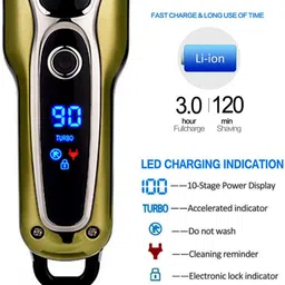 MSDIN AC-DC Chargeable Washable Professional Hair Clipper Beard Moustache Trimmer 190 Fully Waterproof Grooming Kit 120 minRuntime 4 Length Settings image 2