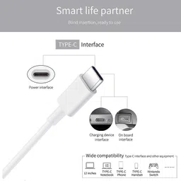 MAK Type C 2.4 A 1.3 m Type C to C 60W PD Support Fast Data Sync Charging Cable image 4