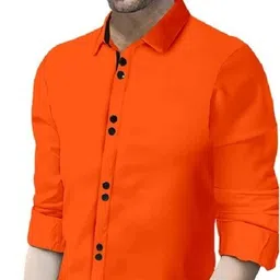 p & v creations Men Slim Fit Solid Spread Collar Casual Shirt image 3