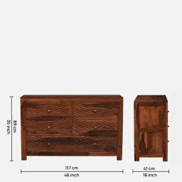 woodsworth from pepperfry Ritmo Sheesham Wood Chest Of Drawers In Honey Oak Finish image 2