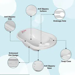 pandaoriginals Bath Tub and Bath Sling Combo with Soap Case & Drainer| Safest For Your Child image 2