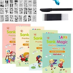 kitty flex Sank Reusable Practice Copybook for Kids - The Print Handwiriting Workbook-Reusable Writing Practice Book ?Four Books with Pen? image 4