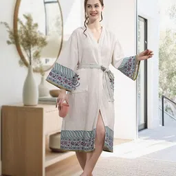 lacylook Blue Free Size Bath Robe image 1