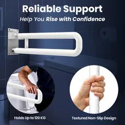 ageasy Flip-Up Nylon Grab Bar Anti-Slip Grip, Space Saving Design for Elderly Shower Grab Bar image 4