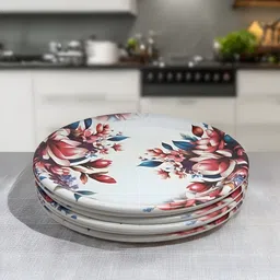 kitchrox Melamine Floral Round Full Plates Perfect for Kitchen Utensils and Snacks Dinner Plate image 4