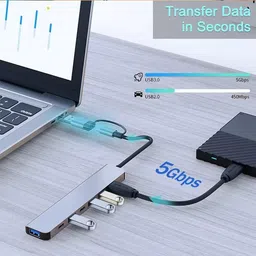 FKU 7 in1 Usb C Hub splitter usb 3.0 hub adapter docking station Type c 3.0 Data hub USB Adapter image 5