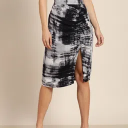 marie claire Women Printed A-line Black Skirt image 1