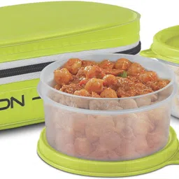 milton New Bon with leak-proof Each, Green 2 Containers Lunch Box image 2