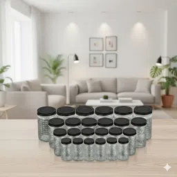 maxtid Plastic 24 Pcs Long-Lasting Plastic Jar Set Perfect for Home Storage Basket-picture-16