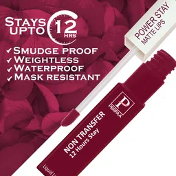 PERPAA Set Of 4 Dark Maroon Bindi Flaps & Power Stay Non Transfer Lipstick - Maroon image 3